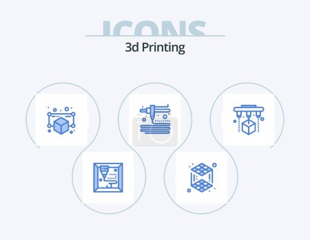 Téléchargez les illustrations : 3d Printing Blue Icon Pack 5 Icon Design. printing. 3d. gadget. printing. 3d - en licence libre de droit