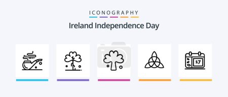 Ilustración de Ireland Independence Day Line 5 Icon Pack Including flag. ireland. plant. box. parade. Creative Icons Design - Imagen libre de derechos