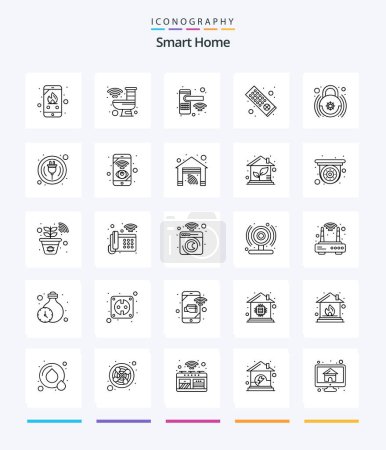 Ilustración de Creative Smart Home 25 OutLine icon pack  Such As control. remote control. smart. remote. security - Imagen libre de derechos