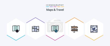 Illustration for Maps and Travel 25 FilledLine icon pack including . direction. . navigation - Royalty Free Image
