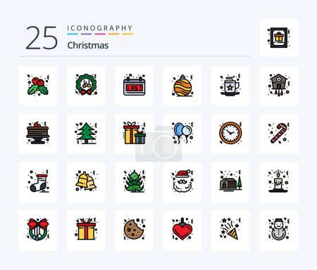 Illustration for Christmas 25 Line Filled icon pack including drink. christmas. calendar. celebration. christmas - Royalty Free Image
