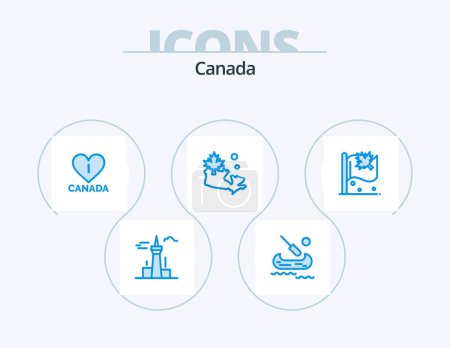 Téléchargez les illustrations : Canada Blue Icon Pack 5 Icon Design. sign. canada. love. flag. canada - en licence libre de droit