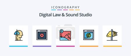 Illustration for Digital Law And Sound Studio Line Filled 5 Icon Pack Including court. business. digital. creative. author. Creative Icons Design - Royalty Free Image