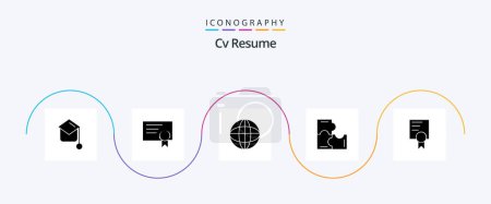 Illustration for Cv Resume Glyph 5 Icon Pack Including puzzle pieces. puzzle . education. education . education - Royalty Free Image
