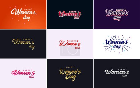 Ilustración de International Women's Day lettering with a love shape. suitable for use in cards. invitations. banners. posters. postcards. stickers. and social media posts - Imagen libre de derechos