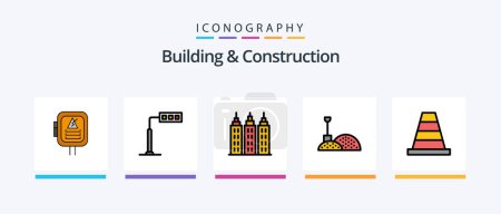 Ilustración de Building And Construction Line Filled 5 Icon Pack Including . power. house. energy. stadium. Creative Icons Design - Imagen libre de derechos