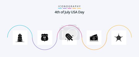 Illustration for Usa Glyph 5 Icon Pack Including star. men. cream. usa. money - Royalty Free Image