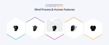 Ilustración de Mind Process And Human Features 25 Glyph icon pack including mind. teaching. head. people. user - Imagen libre de derechos