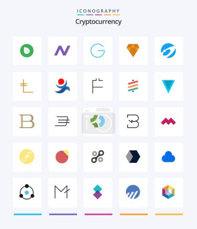 Téléchargez les illustrations : Creative Cryptocurrency 25 Flat icon pack  Such As crypto. nexus. coin. crypto currency. coin - en licence libre de droit