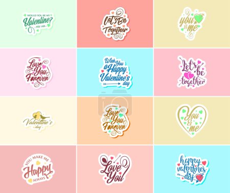Téléchargez les illustrations : Valentine's Day: A Time for Romance and Beautiful Artistry Stickers - en licence libre de droit