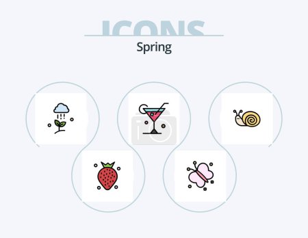 Téléchargez les illustrations : Spring Line Filled Icon Pack 5 Icon Design. mutton. nature. flower. flower. flora - en licence libre de droit