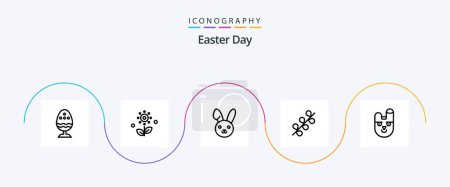 Téléchargez les illustrations : Easter Line 5 Icon Pack Including bunny. spring. spring. holiday. catkin - en licence libre de droit