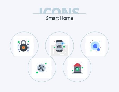 Illustration for Smart Home Flat Icon Pack 5 Icon Design. recycle. record. control. monitoring. cctv - Royalty Free Image