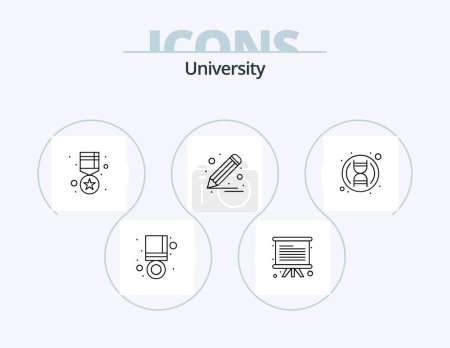 Illustration for University Line Icon Pack 5 Icon Design. lab. draw. watch. hand watch - Royalty Free Image
