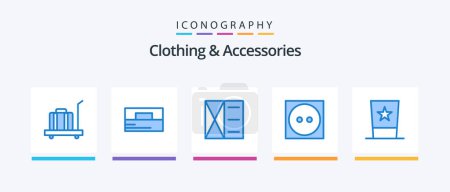 Illustration for Clothing and Accessories Blue 5 Icon Pack Including . top. care. hat. clothing. Creative Icons Design - Royalty Free Image