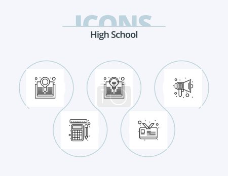 Téléchargez les photos : High School Line Icon Pack 5 Icon Design. exam. list. lesson. education. check - en image libre de droit