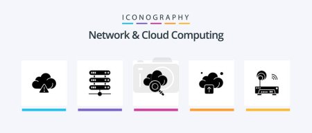 Illustration for Network And Cloud Computing Glyph 5 Icon Pack Including . router. research. electronic. technology. Creative Icons Design - Royalty Free Image