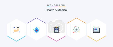 Illustration for Health And Medical 25 Flat icon pack including question. medical. health. research. laboratory - Royalty Free Image