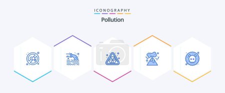 Téléchargez les illustrations : Pollution 25 Blue icon pack including . pollution. pollution. poisonous. pollution - en licence libre de droit