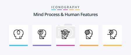 Téléchargez les illustrations : Mind Process And Human Features Line 5 Icon Pack Including love. head. empathy. award. mind. Creative Icons Design - en licence libre de droit