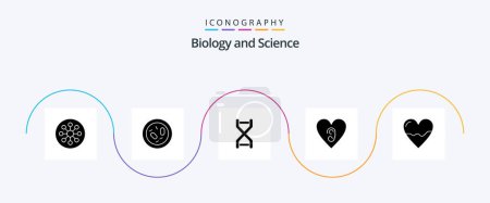 Téléchargez les illustrations : Pack Icône Glyphe 5 Biologie Y compris l'amour. oreille. santé. génétique. hélice dna - en licence libre de droit
