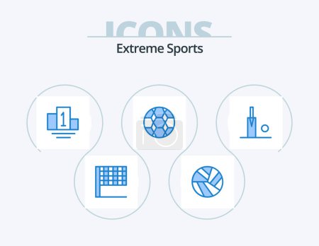 Illustration for Sport Blue Icon Pack 5 Icon Design. . football. . sport - Royalty Free Image