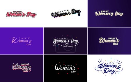 Ilustración de Pink Happy Women's Day typographical design elements International Women's Day icon and symbol with a minimalistic design suitable for use in international women's day concept illustrations; vector illustration - Imagen libre de derechos