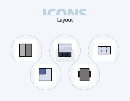 Ilustración de Layout Line Filled Icon Pack 5 Icon Design. . - Imagen libre de derechos
