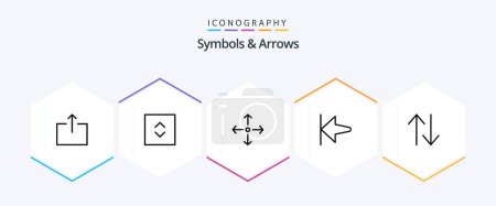 Illustration for Symbols and Arrows 25 Line icon pack including . . full screen. upside. arrow - Royalty Free Image