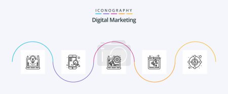 Illustration for Digital Marketing Line 5 Icon Pack Including customer. webpage. advertising. speaker. internet - Royalty Free Image