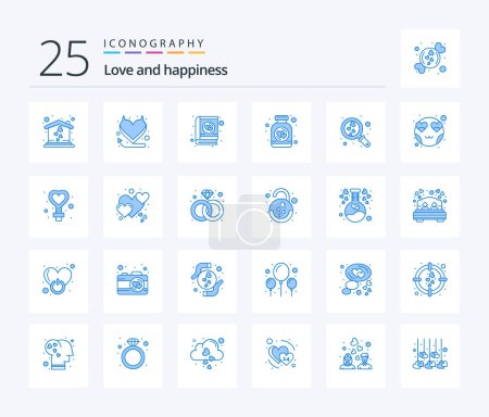 Illustration for Love 25 Blue Color icon pack including wedding. love. romantic. heart. heart - Royalty Free Image