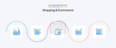 Illustration for Shopping And Ecommerce Blue 5 Icon Pack Including pack. wallet. cart. money. offer - Royalty Free Image