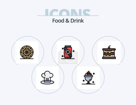 Téléchargez les photos : Ligne de nourriture et de boisson rempli Icône Pack 5 Icône Design. restauration rapide. bol. divertissement. Du soda. vite ! - en image libre de droit
