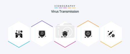 Téléchargez les illustrations : Virus Transmission 25 Glyphe icône pack y compris la médecine. virus. épidémie. protection. maladie - en licence libre de droit