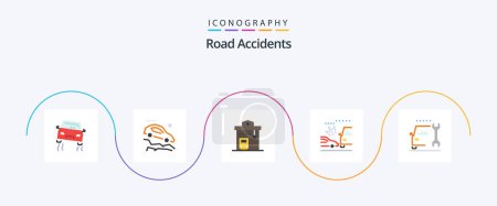 Ilustración de Road Accidents Flat 5 Icon Pack Including car. cars. bus. car. stop - Imagen libre de derechos