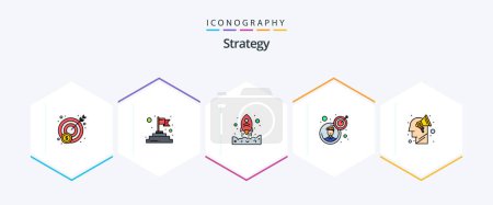 Illustration for Strategy 25 FilledLine icon pack including brain storming. plan. start. campaign. business man - Royalty Free Image