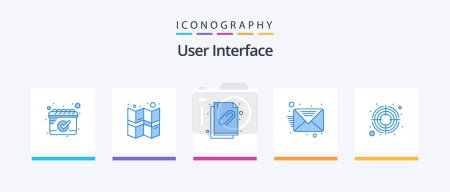 Illustration for User Interface Blue 5 Icon Pack Including . goal. document. arrow. message. Creative Icons Design - Royalty Free Image