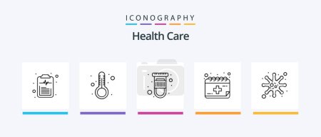 Téléchargez les illustrations : Health Care Line 5 Icon Pack Including doctor. medical. virus. bacteria. Creative Icons Design - en licence libre de droit