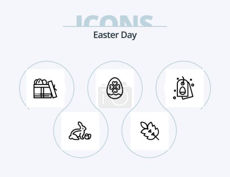 Illustration for Easter Line Icon Pack 5 Icon Design. robbit. egg. nature. globe. card - Royalty Free Image