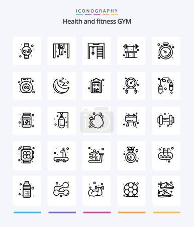 Téléchargez les illustrations : Creative Gym 25 OutLine icon pack  Such As . fitness. fitness. dumbbell. muscle - en licence libre de droit