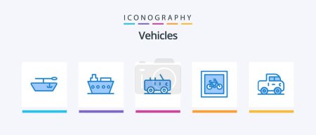 Téléchargez les illustrations : Vehicles Blue 5 Icon Pack Including . pickup. car. jeep. vehicles. Creative Icons Design - en licence libre de droit