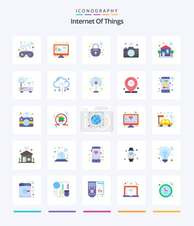 Illustration for Creative Internet Of Things 25 Flat icon pack  Such As smart. wifi. lock. internet of things. image - Royalty Free Image