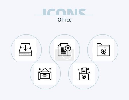Illustration for Office Line Icon Pack 5 Icon Design. post. letter. office. box. money - Royalty Free Image