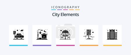 Illustration for City Elements Glyph 5 Icon Pack Including clinic. streets. drinking. pin. destination. Creative Icons Design - Royalty Free Image
