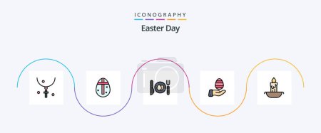 Illustration for Easter Line Filled Flat 5 Icon Pack Including fire. nature. holidays. easter. hand - Royalty Free Image