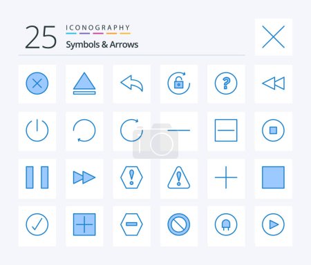 Illustration for Symbols & Arrows 25 Blue Color icon pack including arrow. switch. unlock. off. backward - Royalty Free Image