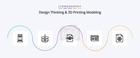 Téléchargez les illustrations : Design Thinking And D Printing Modeling Line 5 Icon Pack Including processingd. object. file . target. setting - en licence libre de droit