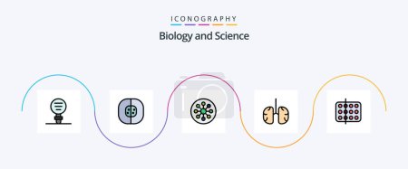 Illustration for Biology Line Filled Flat 5 Icon Pack Including medical. biology. chemistry. healthcare. breathe - Royalty Free Image