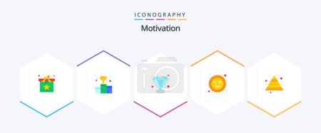Illustration for Motivation 25 Flat icon pack including growth. happy. medal. happiness. value able - Royalty Free Image
