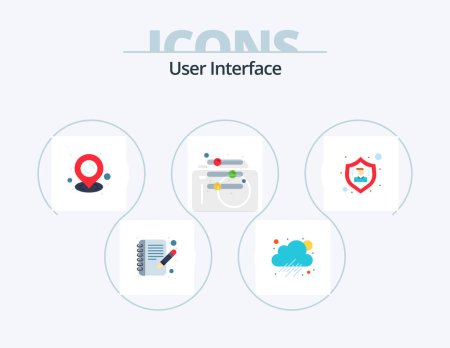 Illustration for User Interface Flat Icon Pack 5 Icon Design. protect. action. streamline. preference - Royalty Free Image